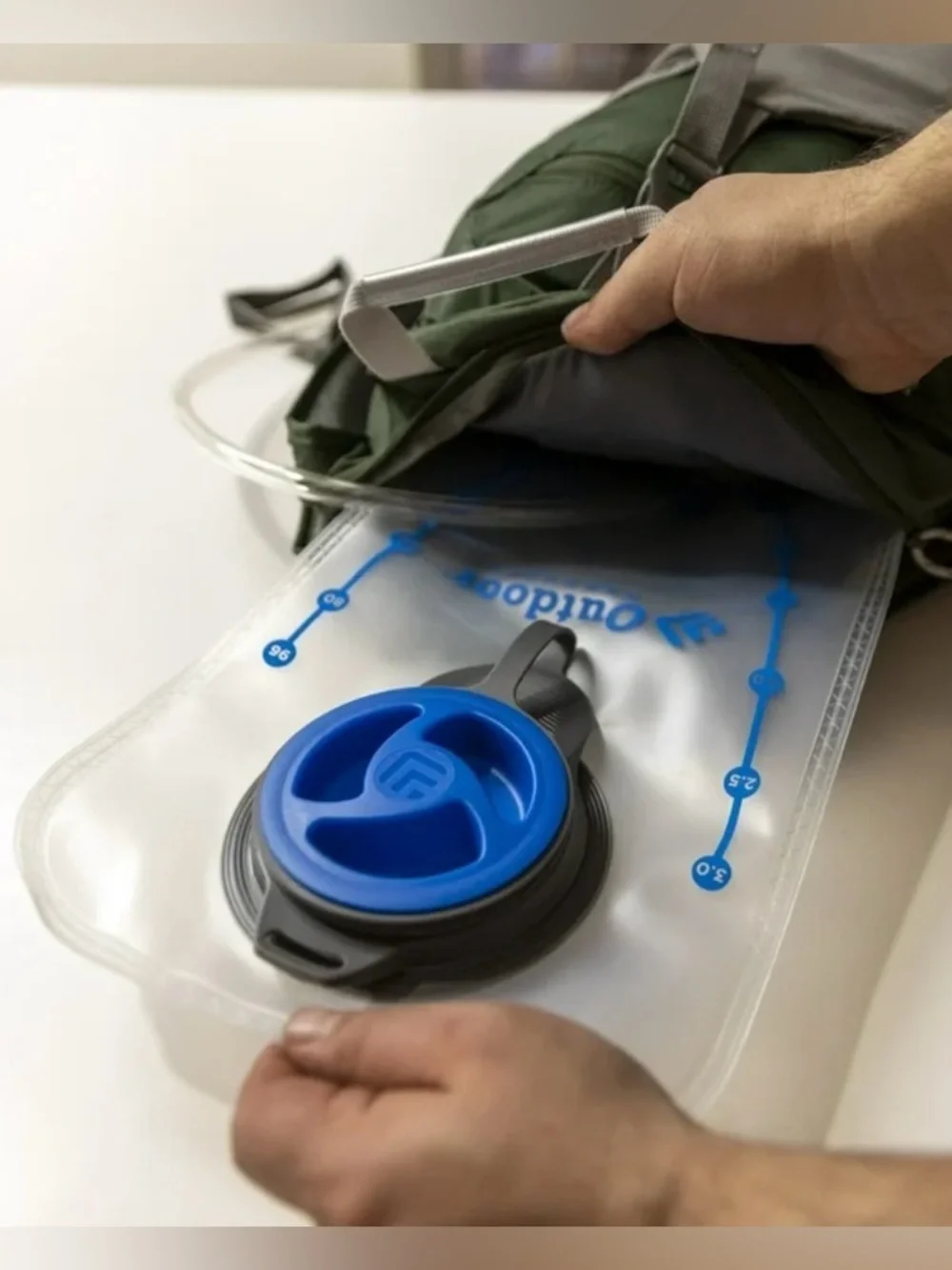 New in box! 3L Hydration Reservoir Outdoor Products- Blue Cap, Clear Tubing